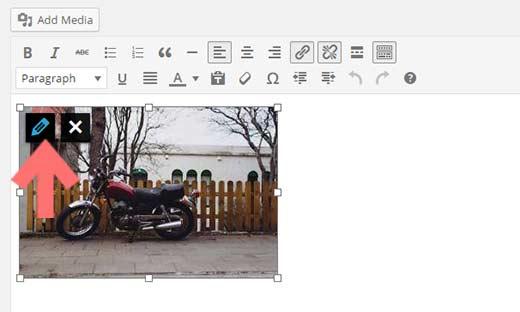 Editing an image inside WordPress visual editor