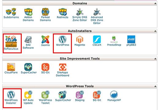 Softaculous icon under auto installers section in cPanel
