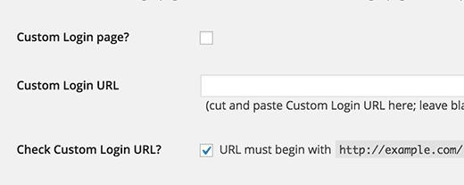 Custom login page settings