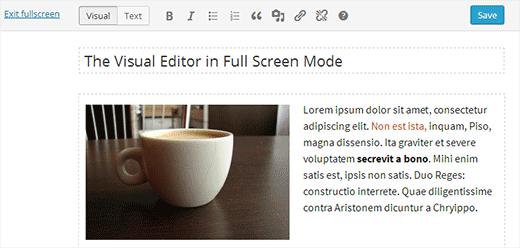 Full screen visual editor in WordPress