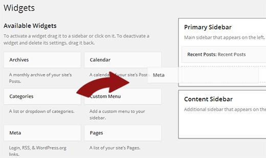 Adding meta widget to a sidebar in WordPress