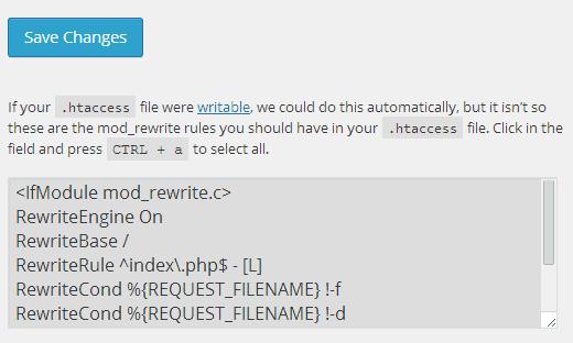 WordPress showing notification that .htaccess file is not writeable