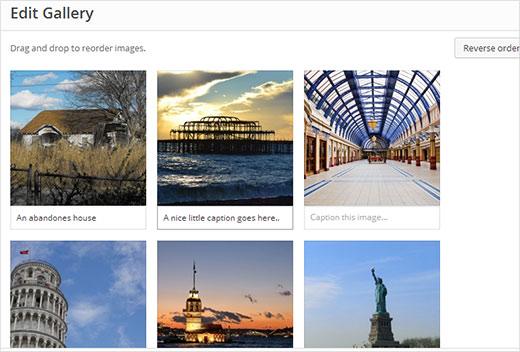 Adding captions to gallery images in WordPress