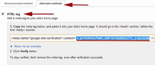 verifying ownership of your site in Google Webmaster Tools