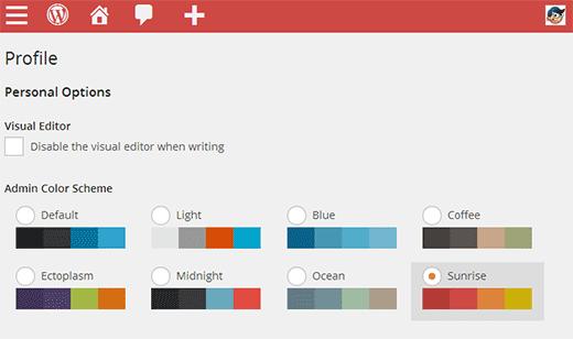 Default admin color schemes in WordPress 3.8