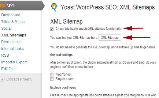 Enable XML WordPress Sitemaps in WordPress SEO plugin