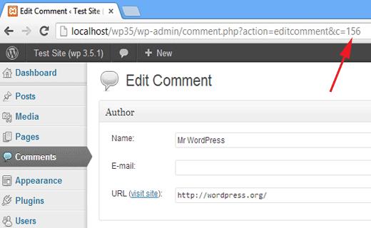 how to find comment ID in WordPress