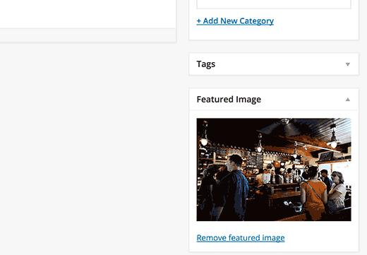 A featured image added in a WordPress post