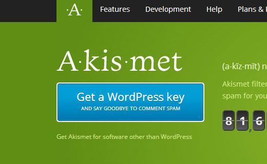 Get an Akismet Key for your WordPress website
