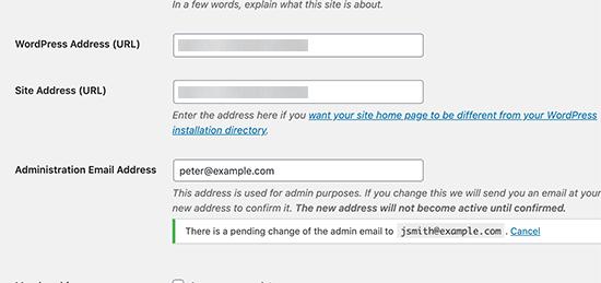 Verify admin email address