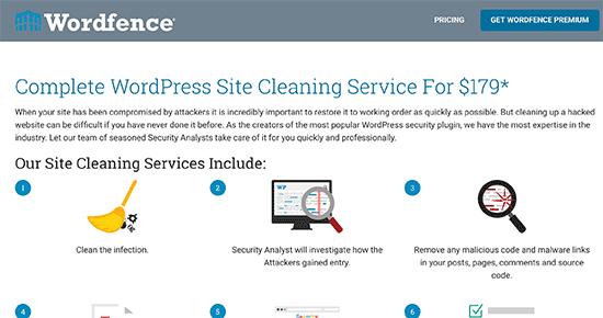 Wordfence site cleanup service