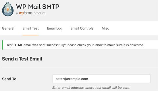 Test WordPress SMTP email settings