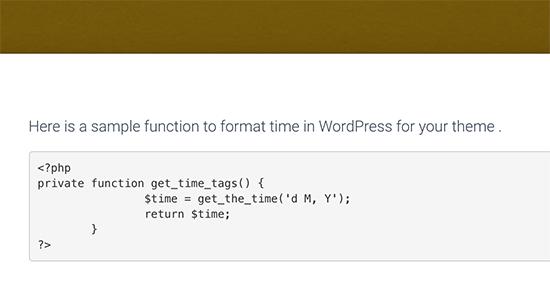 PHP code displayed in WordPress