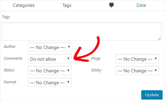 Disable comments on posts in bulk