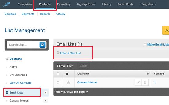 Creating a new email list