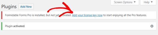 Add Your Formidable Forms Pro License Key