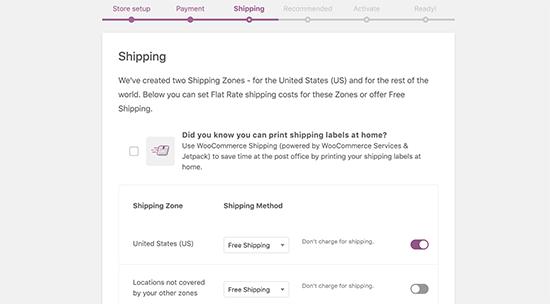 Set up shipping costs