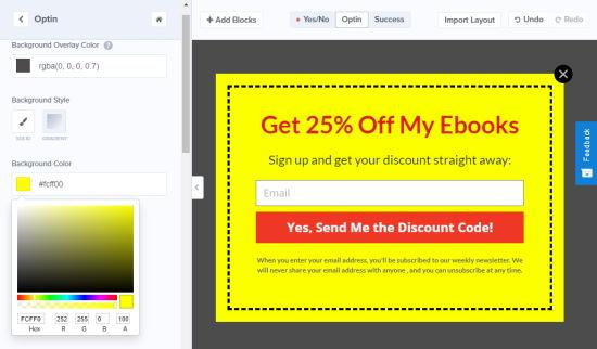 Changing the background color of your coupon